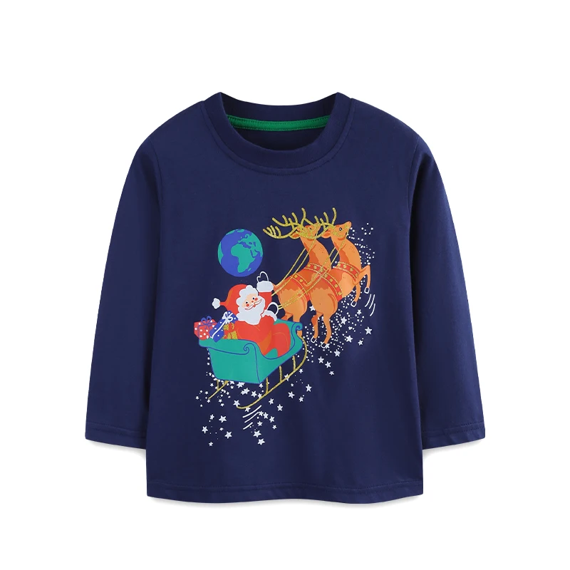 Europe and America wind boys long-sleeved T-shirts autumn new children's round neck sweatshirts Christmas printed children's pul