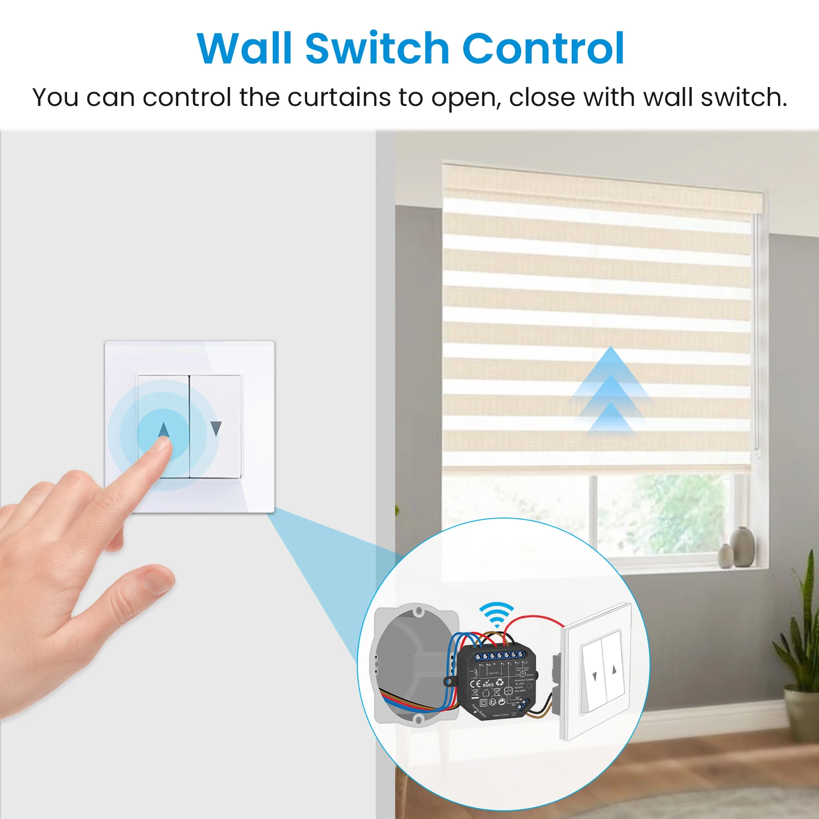 Tuya Smart Life 4th Generation Curtain Switch Roller Shutter Module Percentage Remote Voice Control via Google Assistant Alexa