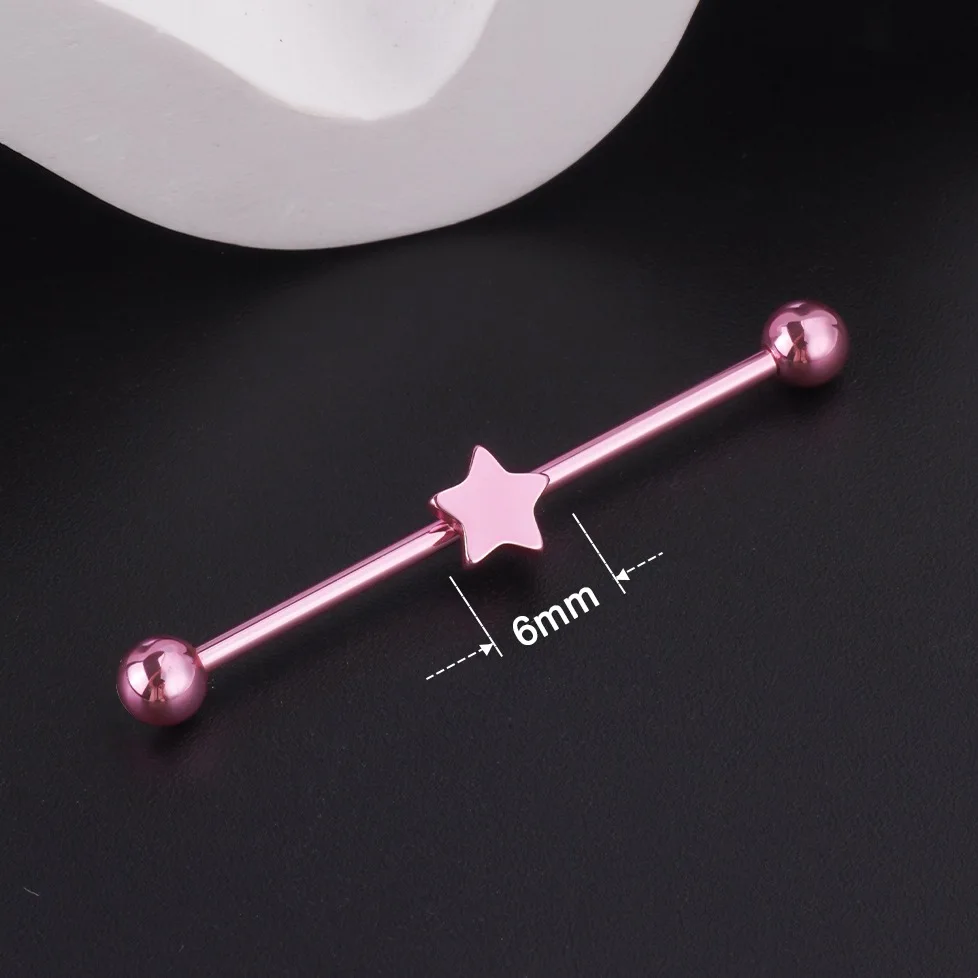 New Stainless Steel Industrial Stud Earrings 38mm Love Peach Heart Barbell Long Earbone Studs Piercing Puncture Jewelry