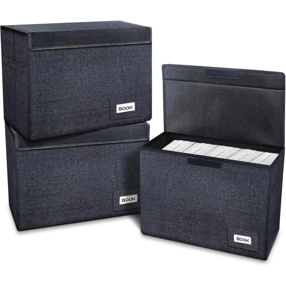 

Складная штабелируемая коробка для комиксов на 150 комиксов, 15,5x7,5x11,3, черная с крышкой и слотом для этикеток