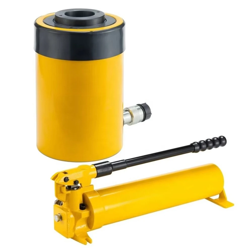 Industrial Grade Heavy Equipment Maintenance 20 Ton Hollow Plunger Hydraulic Cylinder and Hand Pump Set
