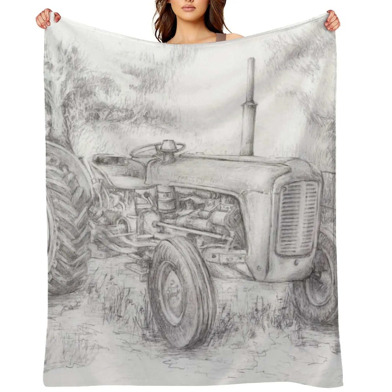 

Massey Ferguson 35 tractor drawing Throw Blanket for sofa Luxury Sofa Throw Summer Blankets