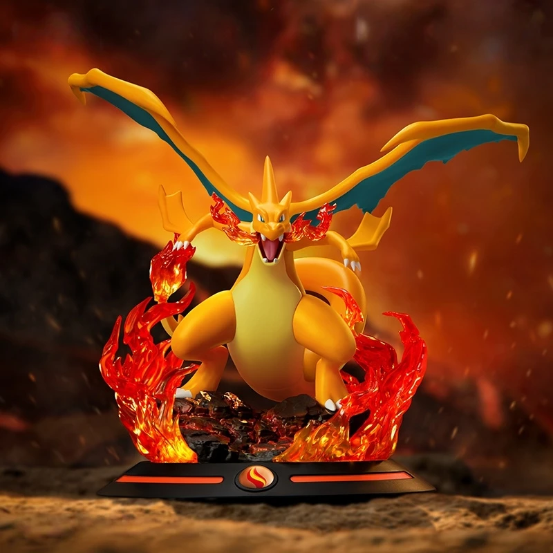 funism-公式ポケモンメガチャリザード-y-フィギュアオレンジ炎効果飛行ポーズモデルデスク装飾グッズおもちゃギフト