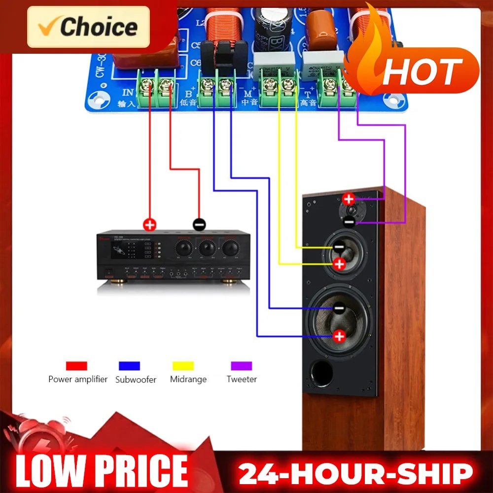 3 Ways 250W Audio Speaker Crossover Module Treble Medium Bass HiFi Audio Speaker Crossover 5200Hz-5500Hz DIY Home Audio Systems