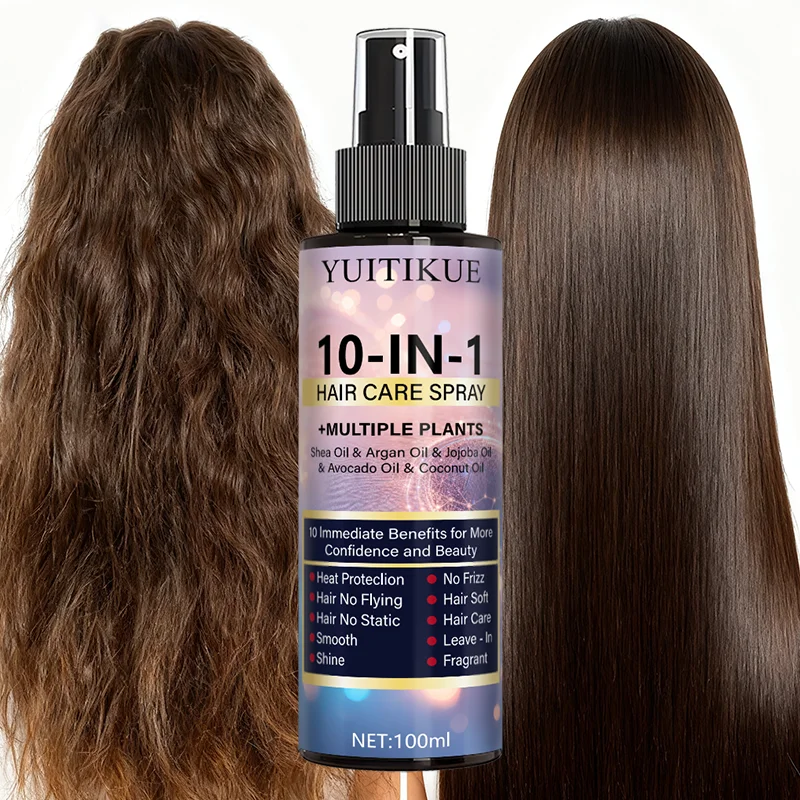 Spray para el Cuidado del Cabello 10 en 1 YUITIKUE | Tratamiento sin enjuague, protector del calor, antiencrespamiento y perfumado para uso diario 100ml