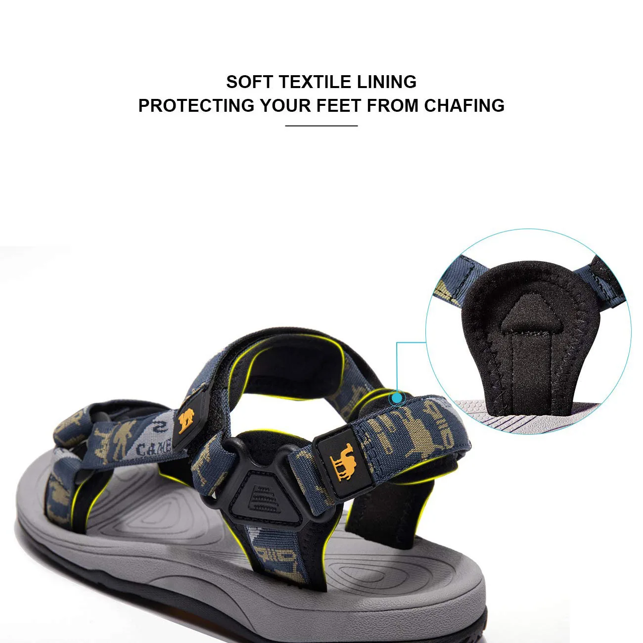 GOLDEN CAMEL Mens Waterproof Hiking Sandals with Arch Support Open Toe Summer Outdoor Beach Water Comfortable Sport Sandals