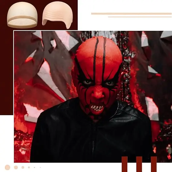 12 Pieces Halloween Bald Caps Set Includes 6 Pieces Latex Bald Cap and 6 Pieces Scull Cap for Women Men synthetic April Fools P
