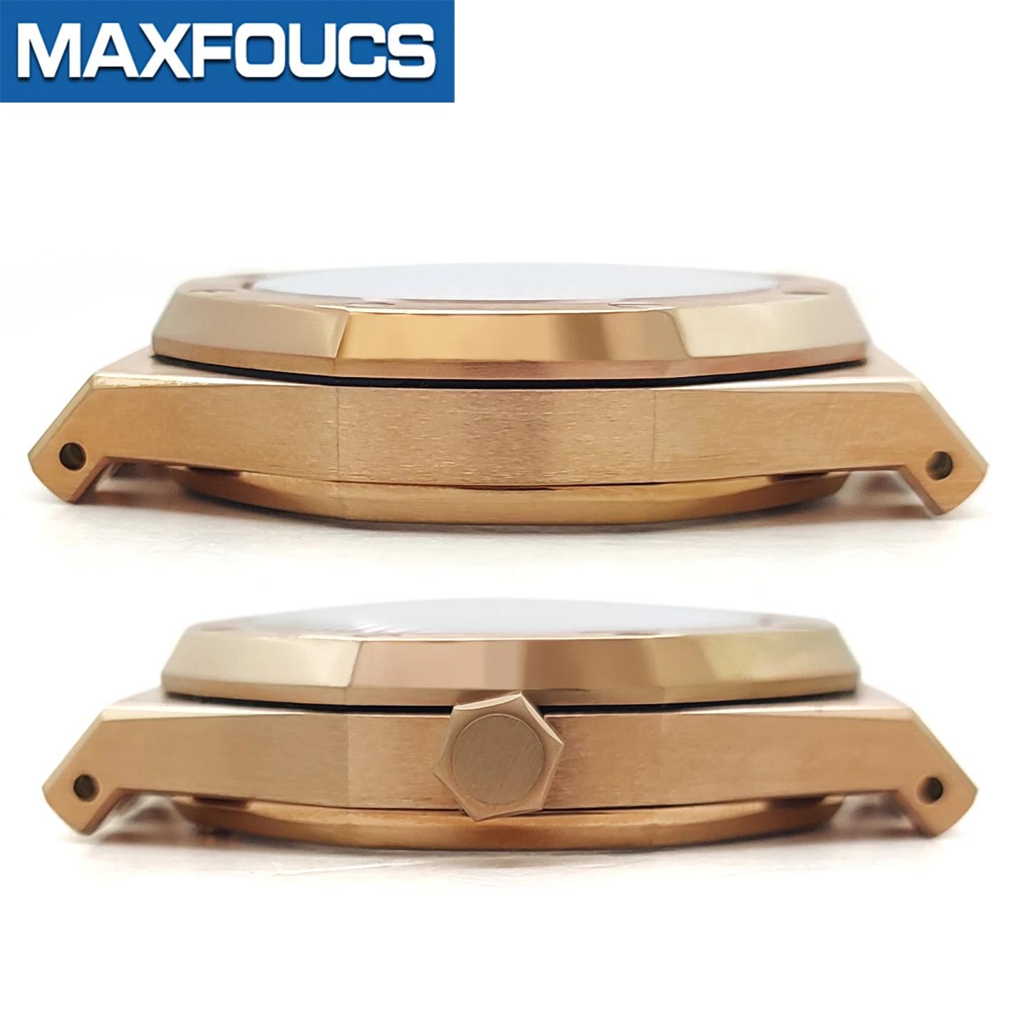 A.P. Uhrengehäuse im Stil MOD SKX NH35 NH36 4R36 Roségold Edelstahl Glänzend/Gebürstet Krone Saphirglas Uhrengehäuse Kundenspezifische Teile – Detail 8