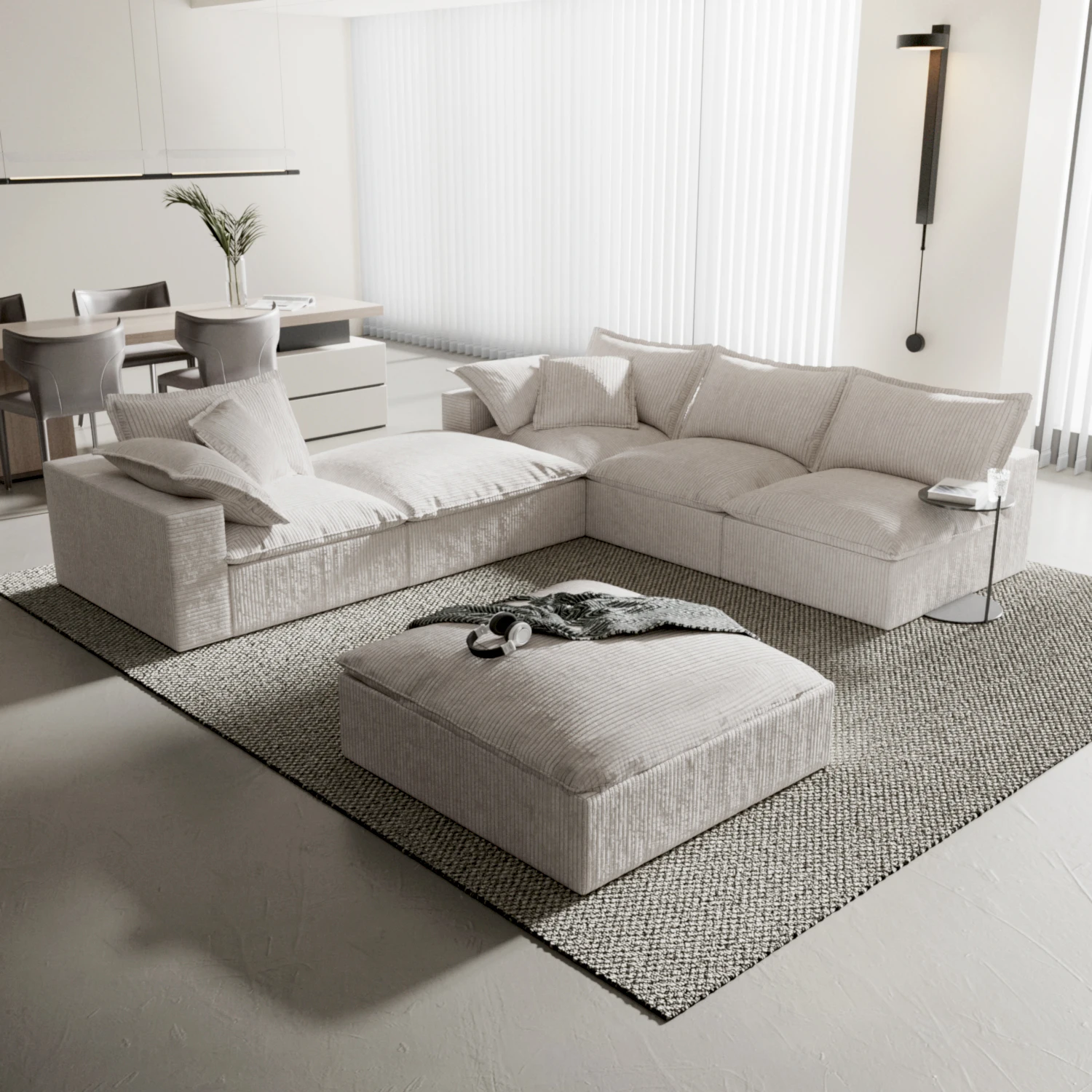 Luxury 6 Seats Sofa With 3 Layer Foam Filling Super Comfortable Living Room Sofa Washable Fabric Sofa Set Couch Sectional Home