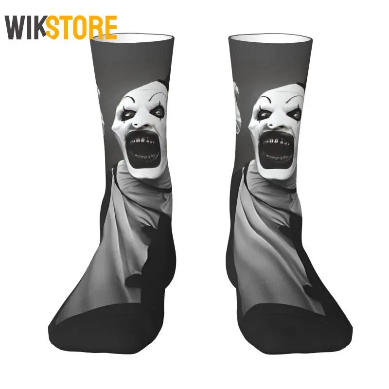 

Horror Clown Terrifier Men Women Male Hip Hop Happy Crew Sock Cool Halloween Movie Dress Socks Non-Slip Running Sport Socks