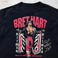 Rare Bret Hart For Fan Cotton Black T Shirt S 2345XL S3679 long or short sleeves