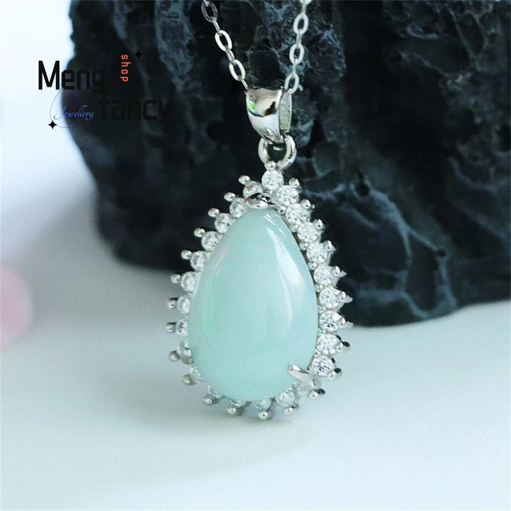 S925 Silver Lnlaid Jadeite Exquisite Elegant Simple High-grade Pendant Water Drop Luxury Quality Fashion Jewelry Holiday Gifts