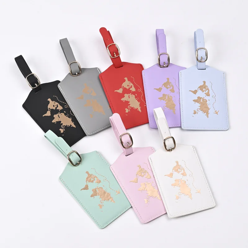 1PC Portable PU Leather Luggage Tag Suitcase Identifier Label Baggage Board Bag Tag Name ID Address Holder Travel Passport Card