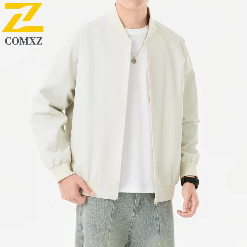 COMXZ عادية الوقوف طوق الرجال سترة في الهواء الطلق ركوب الدراجات معطف خفيف الحضرية الشارع نمط مريح ارتداء مقاومة الخريف سترة واقية جديدة