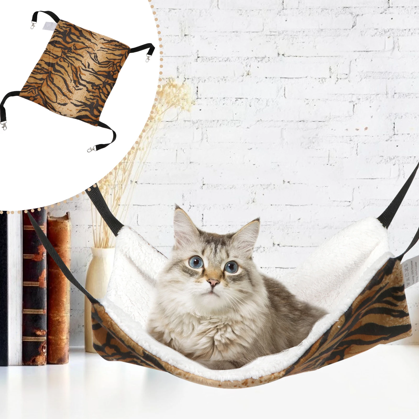 2pcs Warm Cat Bed Hanging Hammock Fleece Pad Swing Hut Pet Animal Winter Soft Durable Removable Easy Storage Space