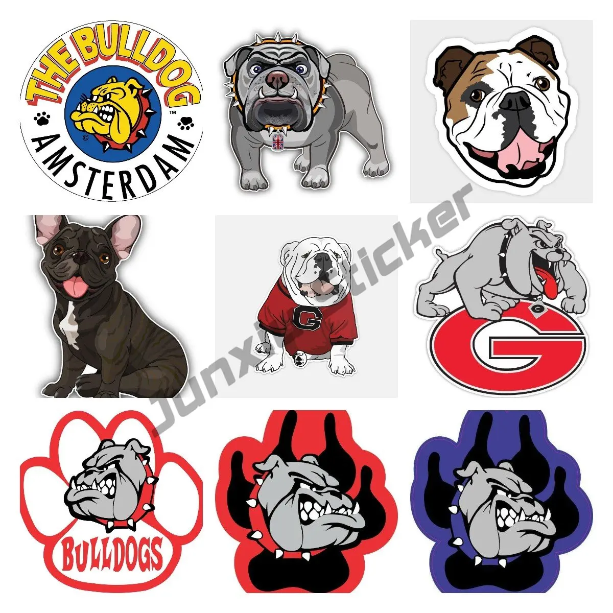 THE BULLDOG AMSTERDAM ROUND VINYL MATTE FINISH REMOVABLE STICKER Angry Bulldog Mascot Sticker Blue and Black