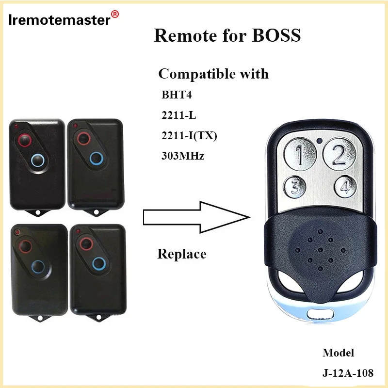 Boss Guardian SteelLine 2211L Garage Door Remote BHT4/BOL4/BOL6/BRD1 Replacement 330MHz Rolling Code