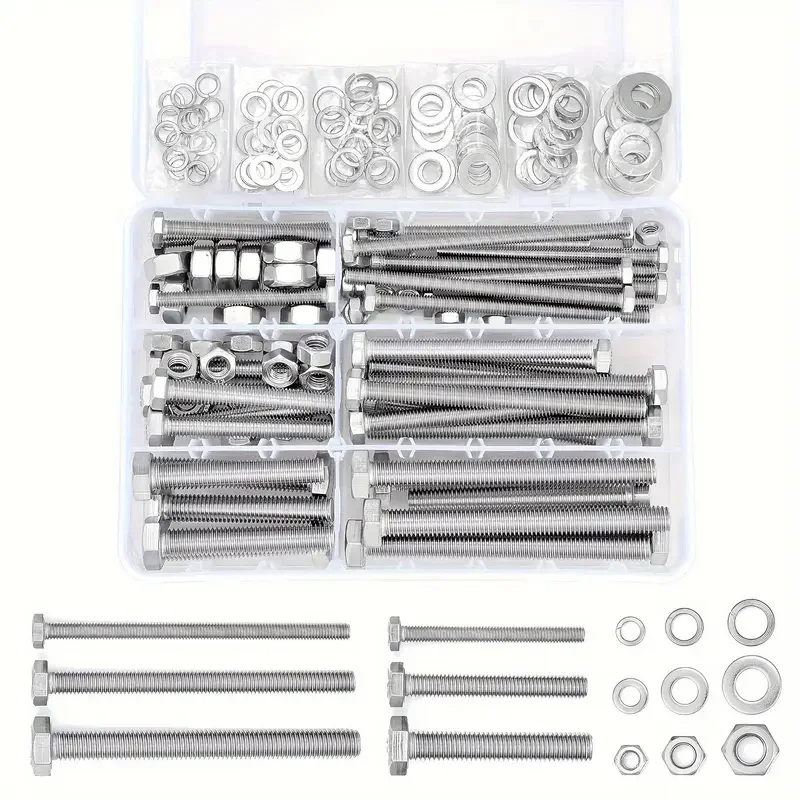 Kit d'assortiment d'écrous et de boulons métriques M6/M8/M10 en acier inoxydable 304, 164 pièces, comprend des rondelles plates et de verrouillage pour la Fixation/réparations à domicile (