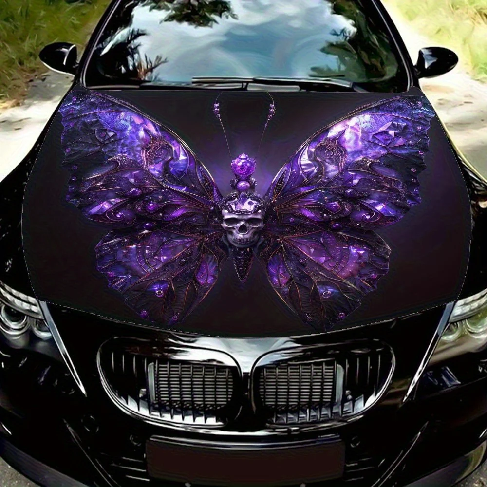 

Purple Skull Butterfly Car Hood Decal - Vibrant PVC Sticker For Cars, Motorcycles & Trucks, Self-Adhesive & Durable Fit Hood Dec