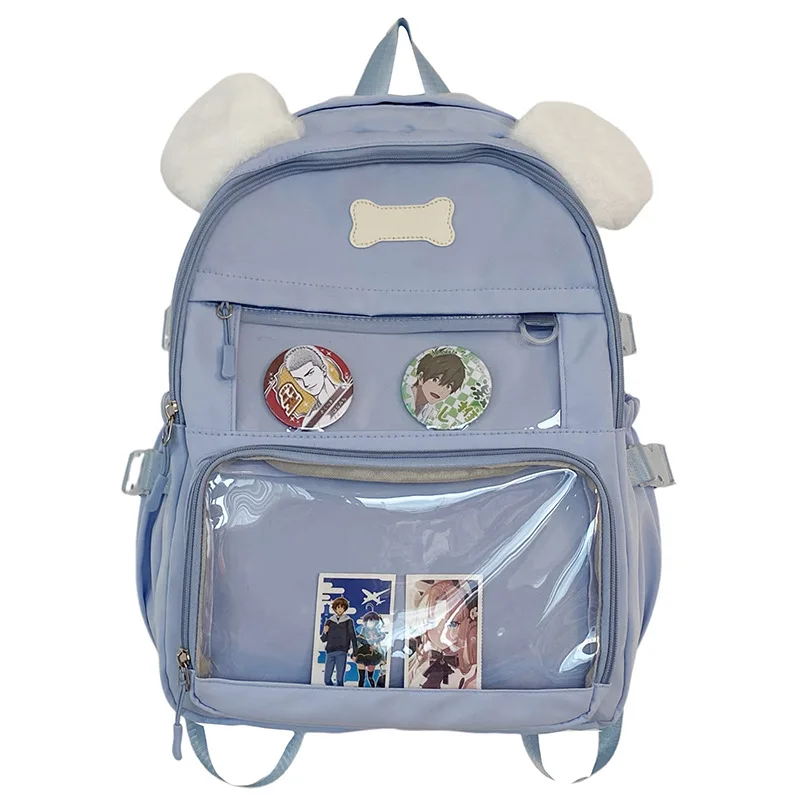 Fresh and cute little dog backpack, transparent pain bag, computer bag, regular school bag, and large capacity backpack