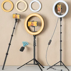 12’’Selfie Ring Light with Adjustable Tripod Stand & Phone Holder for Live Stream/Makeup,Dimmable LED Ringlight for Tiktok/Zoom