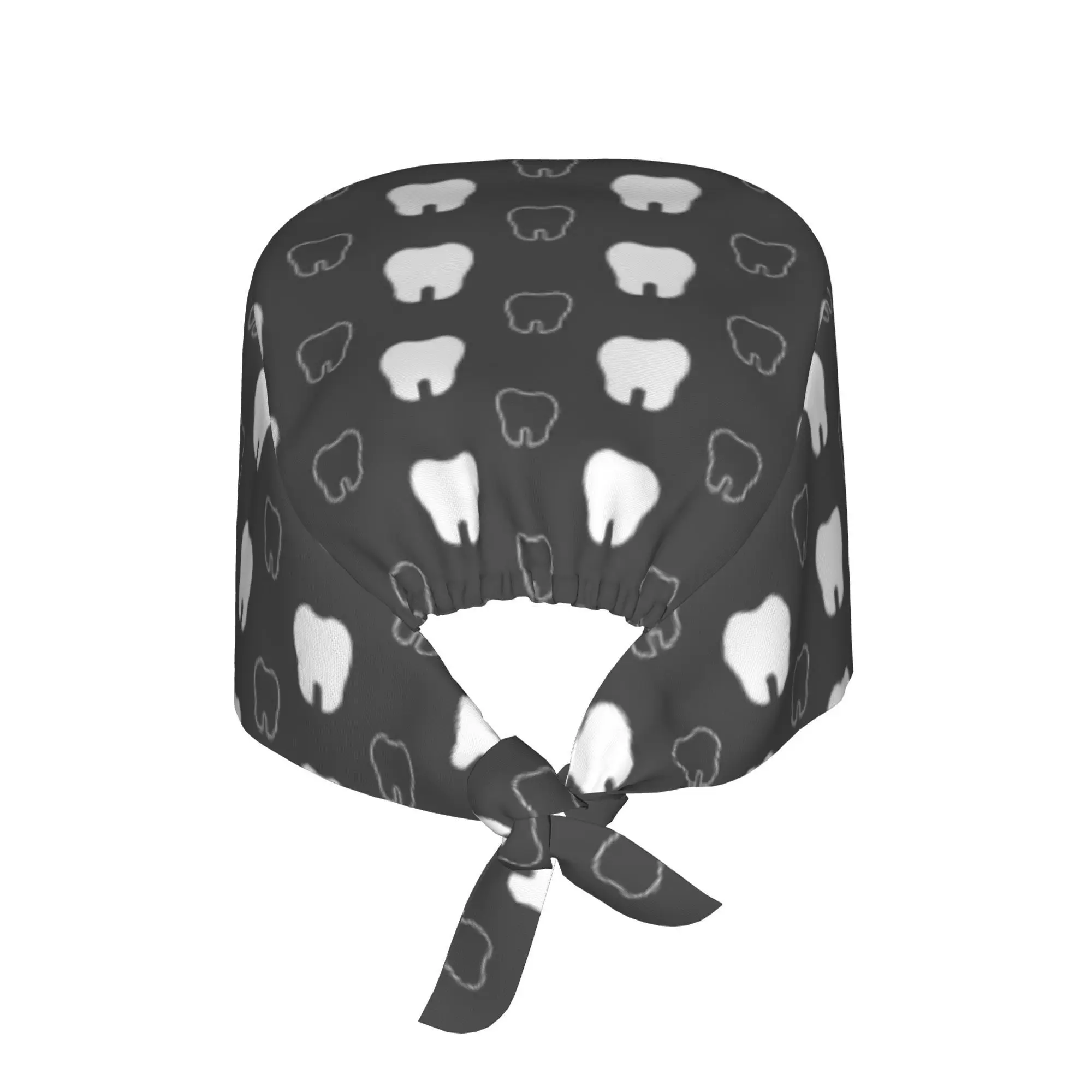 1pc dental clinic Women's Stylish Printed Work Cap - Lightweight Adjustable Skull Cap, Tie-Back Nurse Hat, Dustproof Chef & Cook