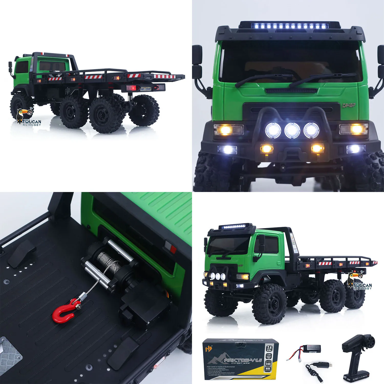 

1:18 Remote Control Flatbed Truck 6*6 Electric RC Off Road Vehicle Model Metal Chassis Gear Light System Flysky Radio No Sounds