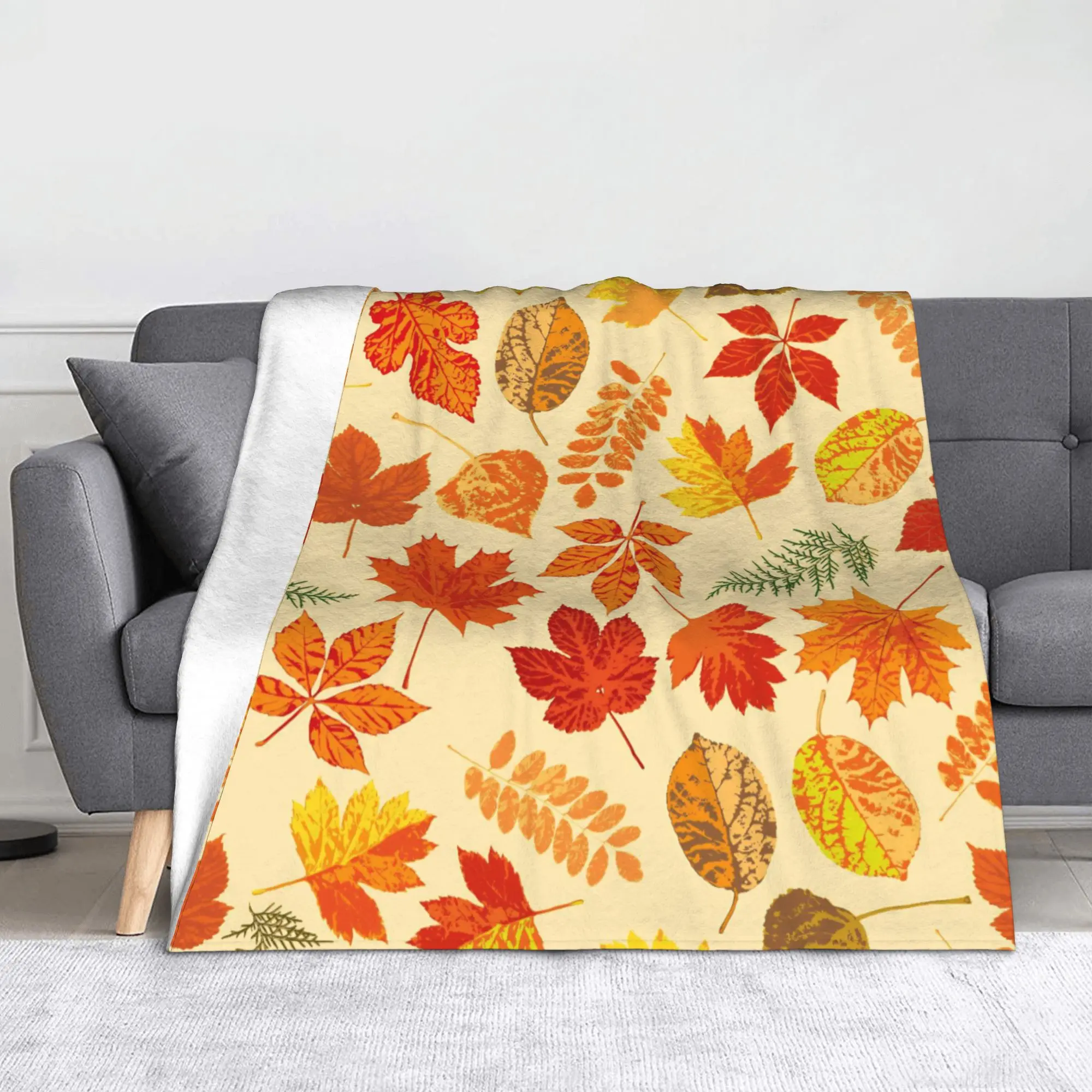 Maple Fallen Leaves Fleece Throw Blanket Colorful Blankets for Sofa Bedroom Soft Bed Rug