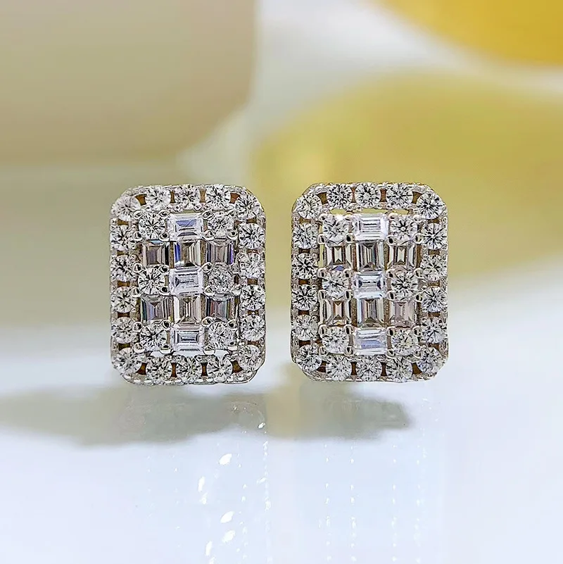 2024 New s925 Pure Silver European and American Fashion Personalized T-Square Earrings Starry Sky Hot Selling Jewelry