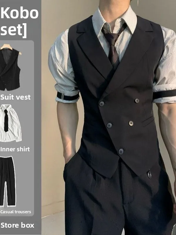 

Neuter Sle Busin Casual Vest Set Men Women High Quali Briti Faion Slim Fit Suit Vest Leisure Jaet Combo