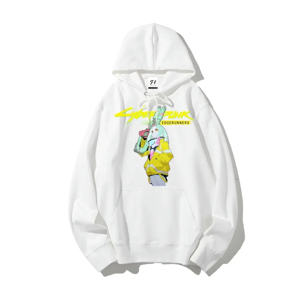 Cyberpunk Edgerunners rebecca Print Pure Cotton Hoodie Pullover Hoodie Anime Merch Independent Design Soft Skin Friendly Street Fashion Trendy Anime Apparel, Sohochic