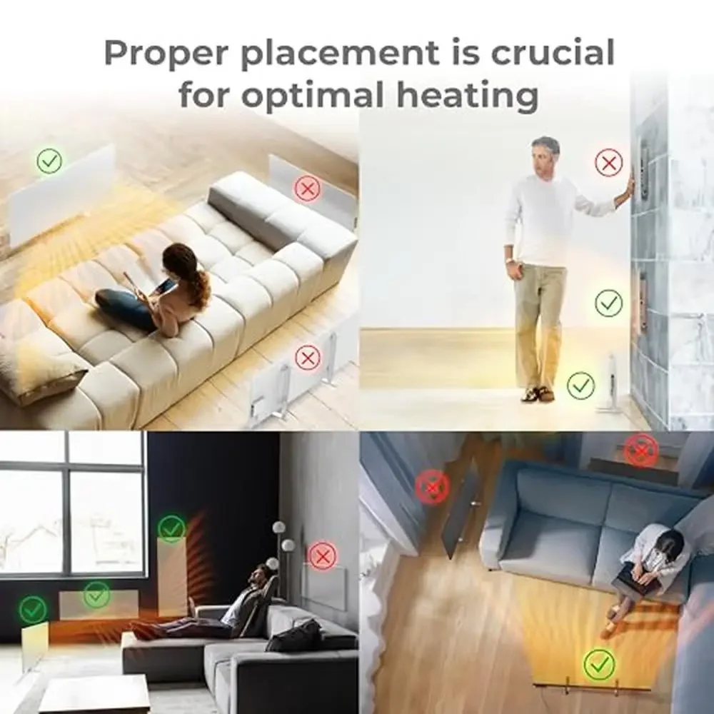 700W Smart Infrared Wall Mount/Freestanding Space Heater Eco Energy Saving App Control White Panel Fast Heating Safe Family &