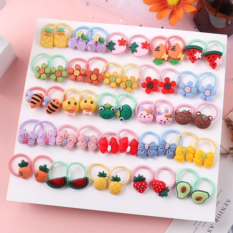 10PCS/Set Cute Cartoon Animals Hair bands Girls Elastic Rubber Band Headwear Hair Accessories Kids Headband Ornaments Gift