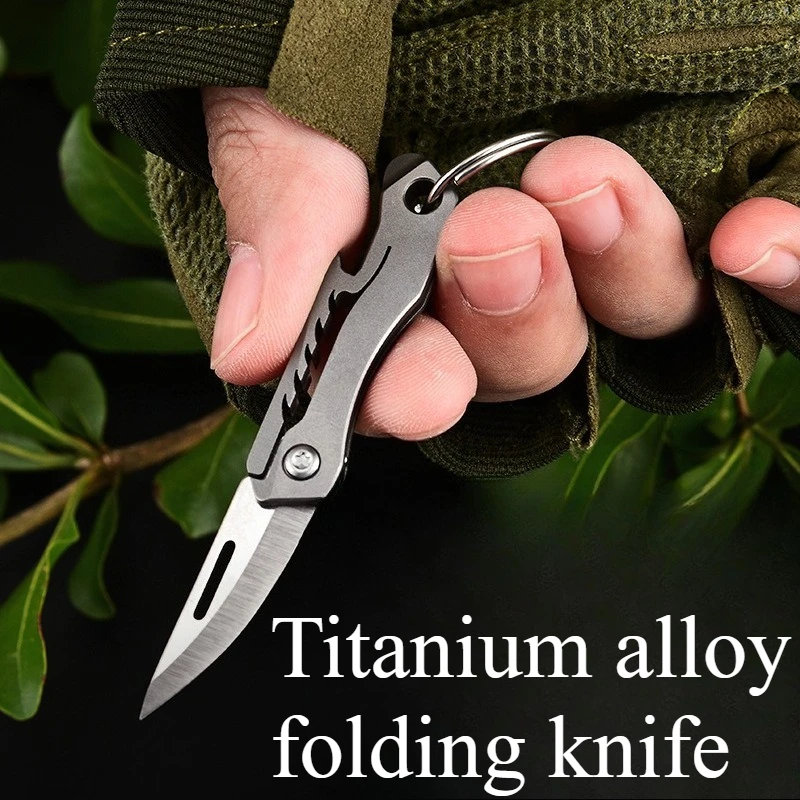 

Titanium Alloy Mini Folding Knife Multifunctional Bottle Opener Sharp and Portable for Opening Boxes