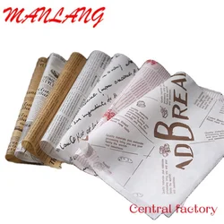 Custom  Food Grade Greaseproof Papers Oil Proof Wrapping Wax Wrap Paper for BBQ Sandwich Hamburgers