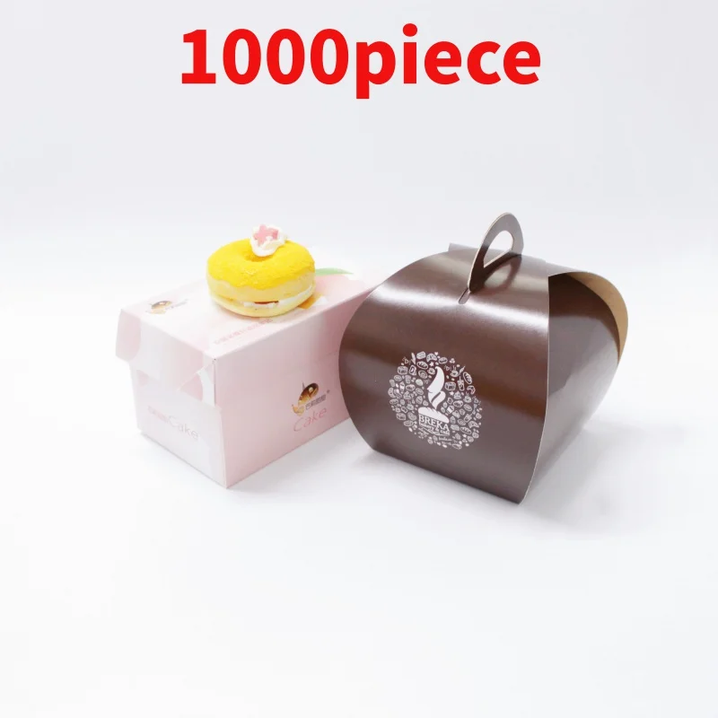 10 00piece.Custom.2023 OEM Custom Logo Printed Takeaway Kraft Paper Cake Bakery Boxes With Window And Handle