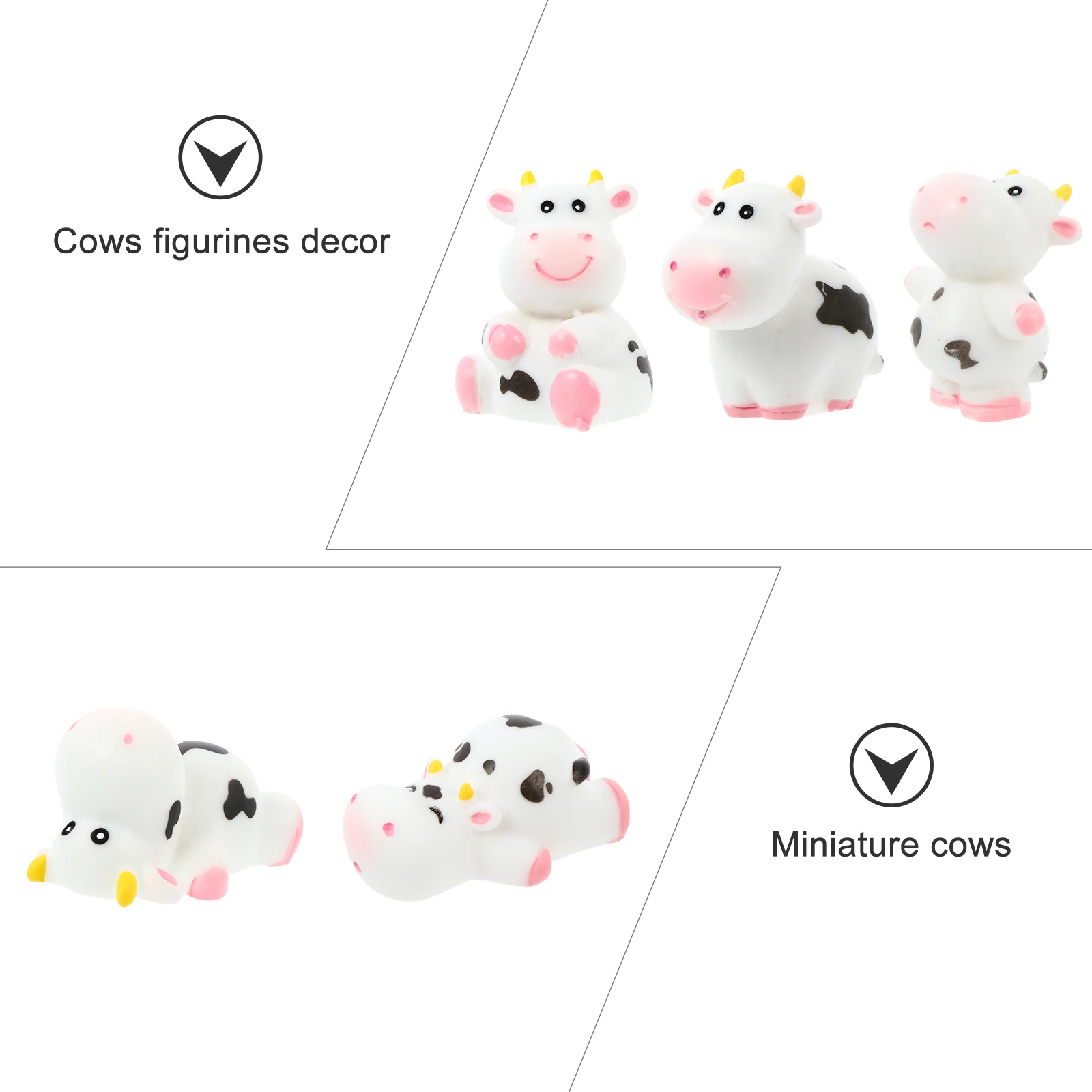 

5 Pcs Mini Cow Accessories Eco-friendly Resin Durable Adorable Home Decor Dollhouse Plant Pot Fairy Garden Phone Case Decor