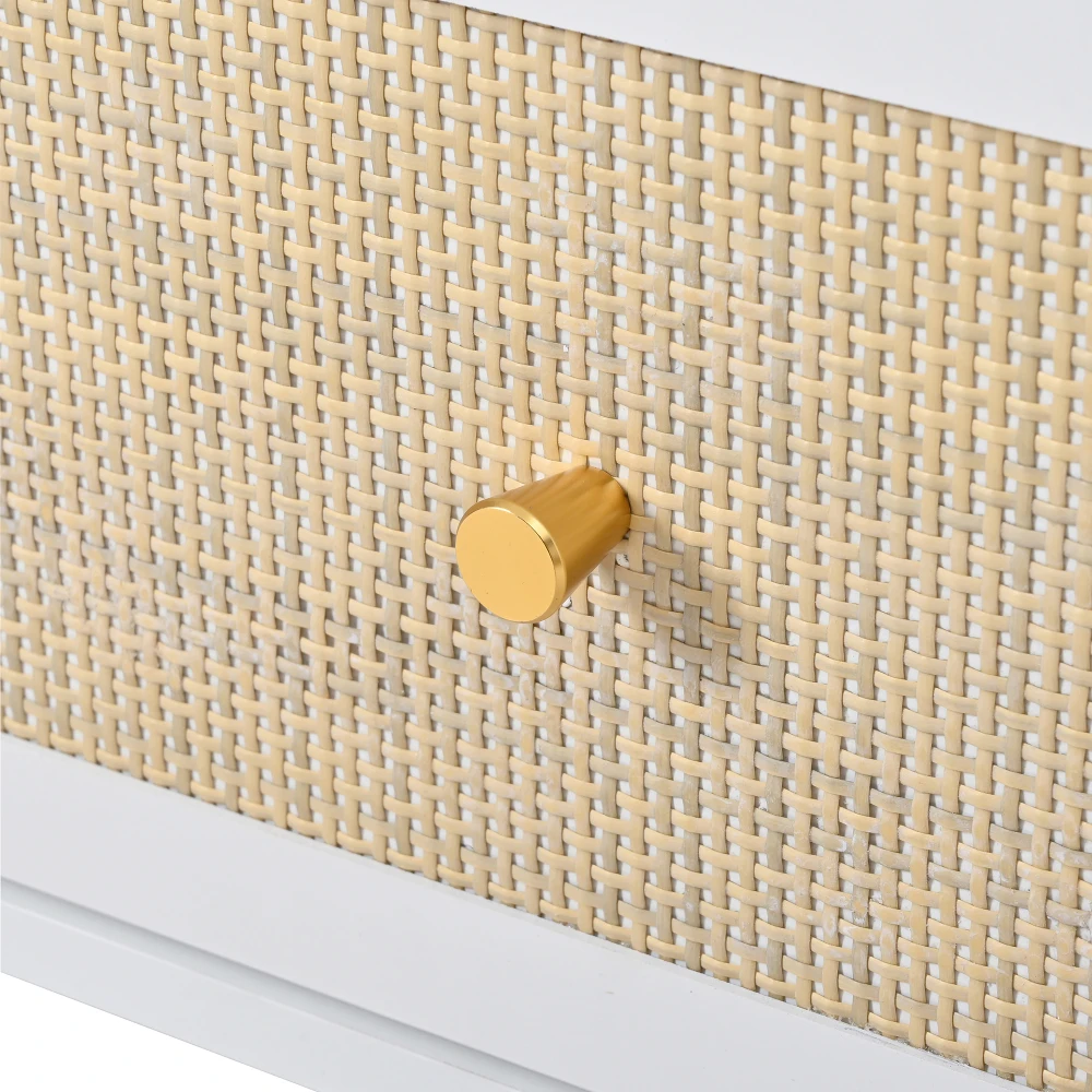 PINGGO Weißer Kleiderschrank mit 2 Türen, Rattanschublade, Metallbeinen und Griffen, 80x48x175cm, für Schlafzimmer und Wohnzimmer – Detail 19