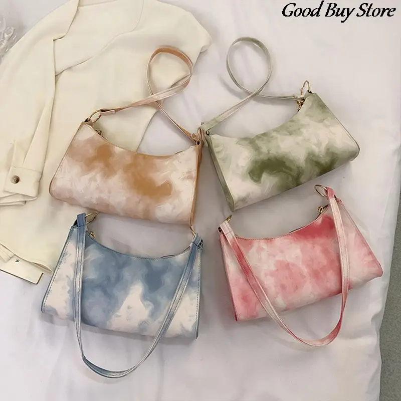 2022 Tie Dye Shoulder Bag for Women Trendy Handbag Wedding Party Club Totes Retro Square Purse Ladies Beach Holiday Clutches