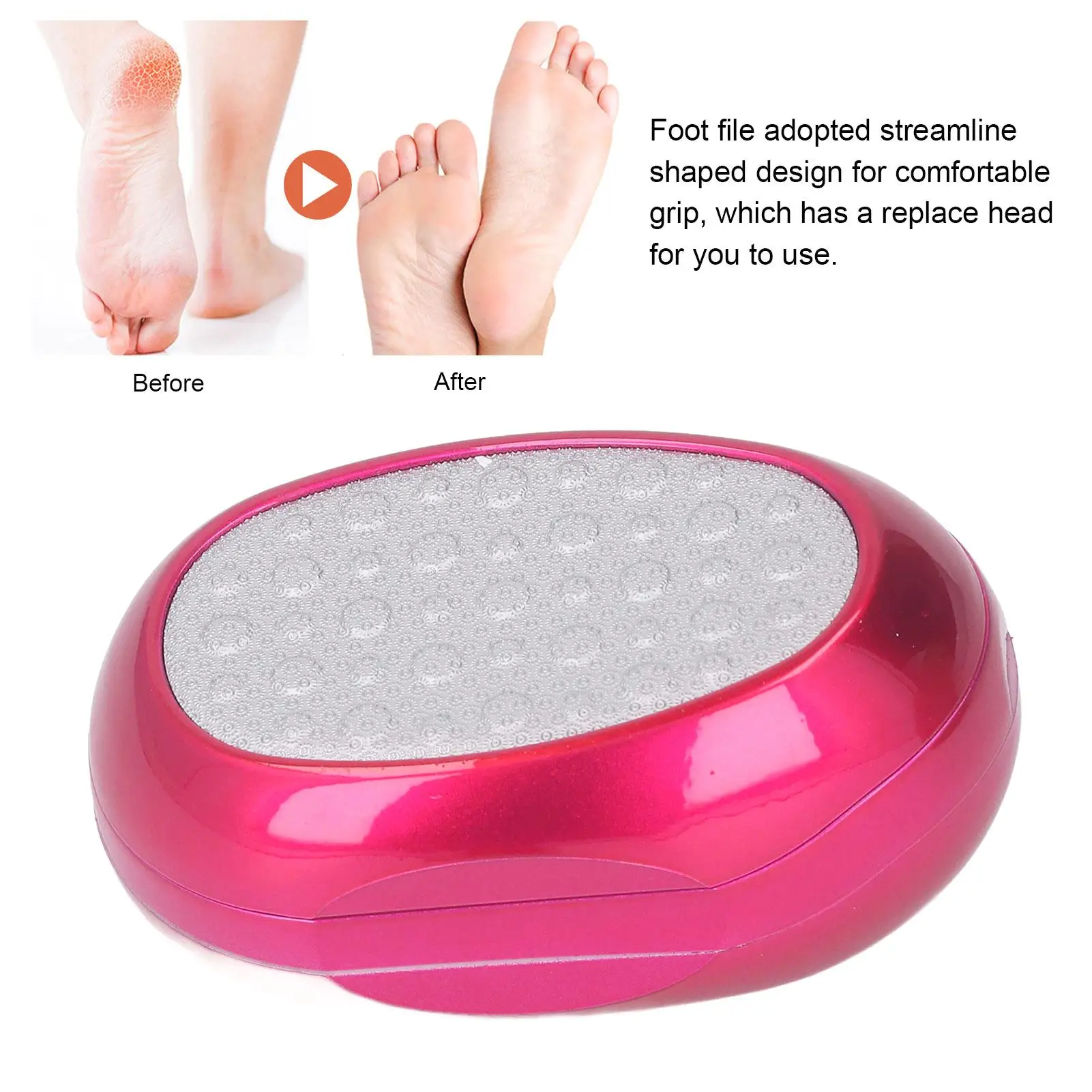 Replaceable Head Round Grain Foot Callus Scrubber: Skin-Friendly, Washable Plastic Pedicure Tool for Shower Use on Aliexpress