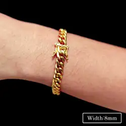 Hip Hop Stainless Steel Jewelry 8mm 12mm Gold Plated  Miami Cuban Chain Bracelet For Women/Men Gift