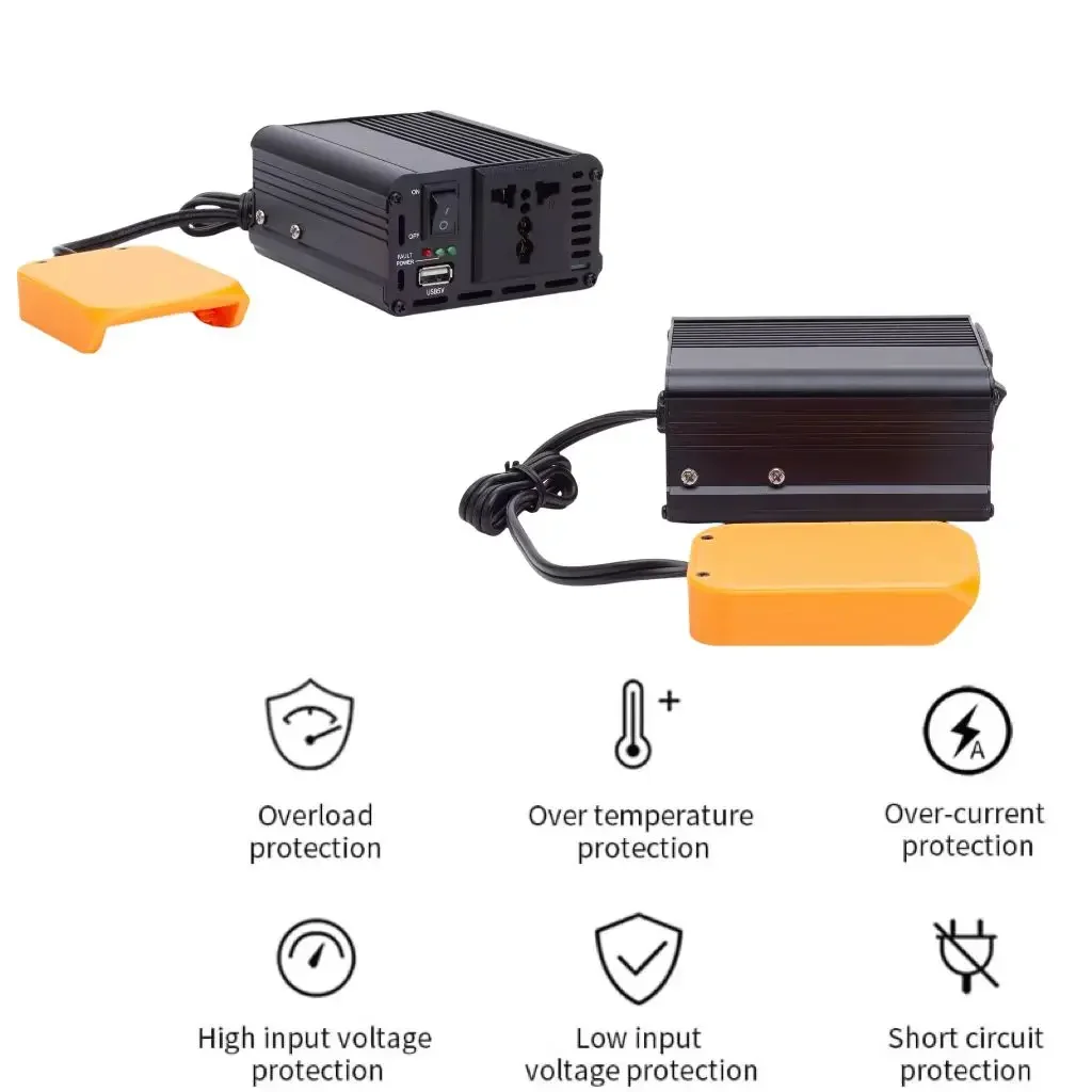 200W Battery Converter Portable Power Inverter  for Dewalt 18V/20VLithium Inverter 18V To 220v AC With USB  Adapter（Tools Only）