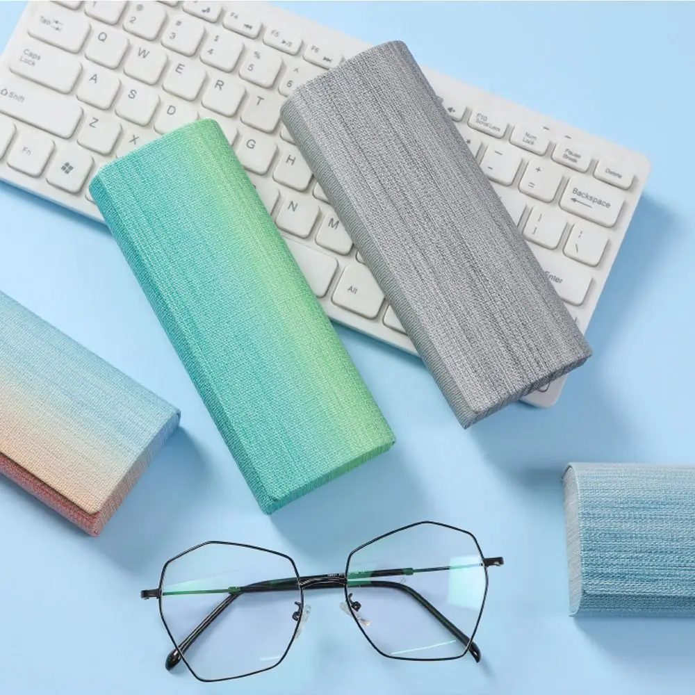 صندوق تخزين نظارات شمسية قوس قزح من الجلد الصناعي للرجال ، صندوق نظارات معدني ، كم واقي بسيط