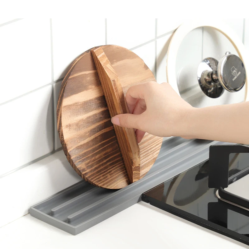 

Silicone Countertop Pot Lid Storage Mat Heat Resistant Anti Slip Grooves Kitchen Sink Pad Holder Kitchen Supplies