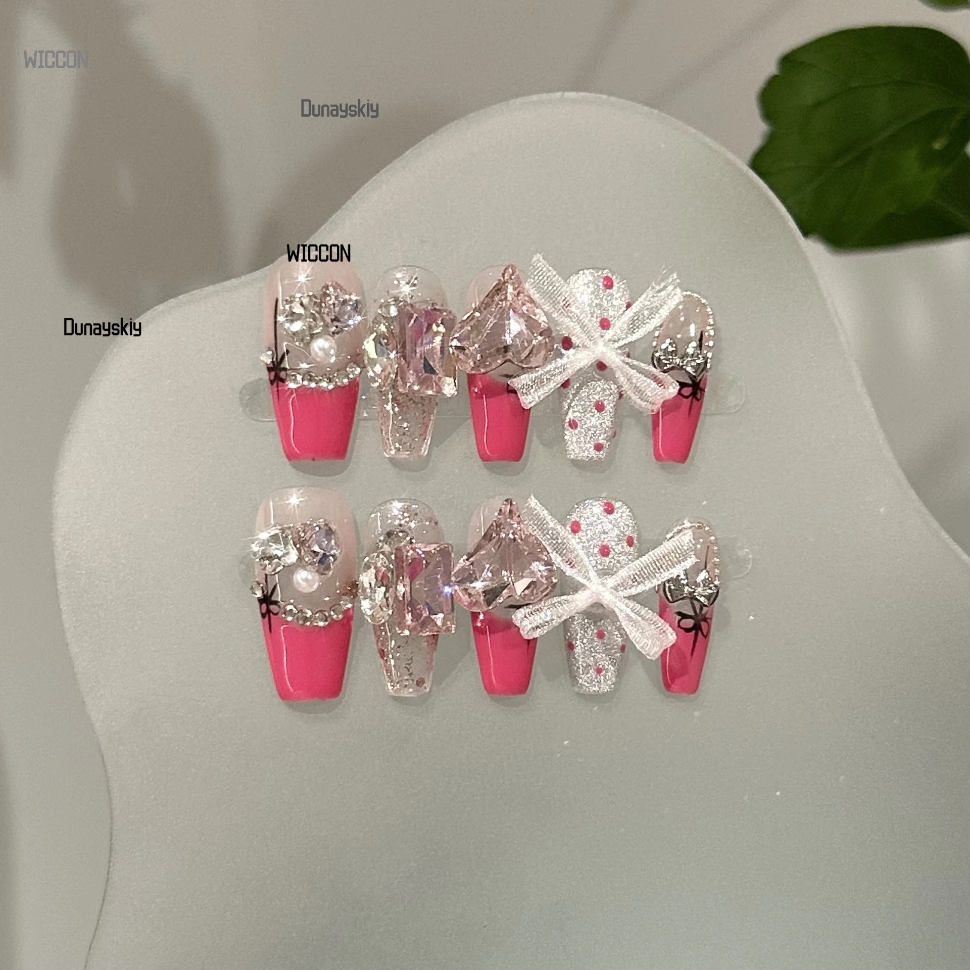 Rose Pink French Lace Bow Love Jirai Kei Girls Cosplay Costumes Accesssions Cool Nails Kawaii Cute Elegant Party Daily Halloween