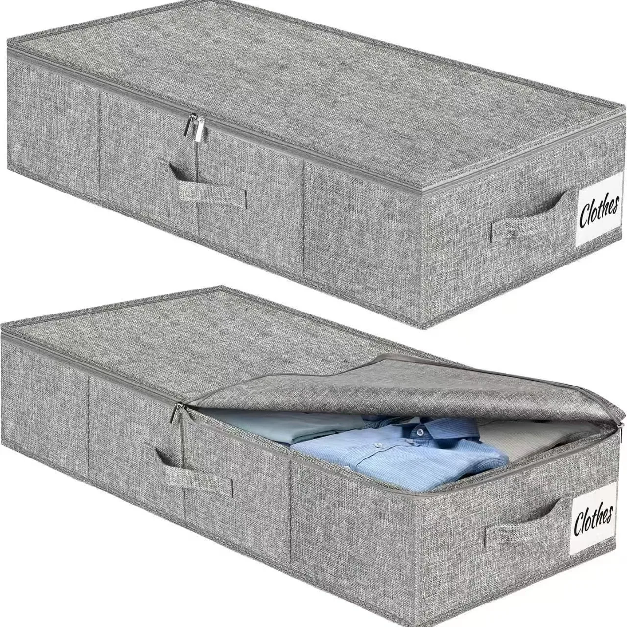 Amazon Cross-border Foldable Underbed Storage Box with Lid, Dustproof Divided Grid Design Storage Organizer for Bedroom, Storing