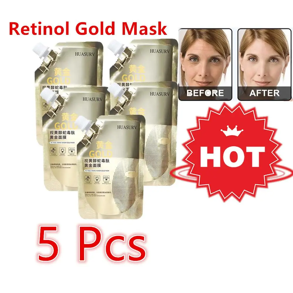 

5x Retinol Gold Mask Deep Moisturizing Brightening Anti-aging Lifting Oil Tear-off Wrinkle Shrink Mud Mask Firming Control