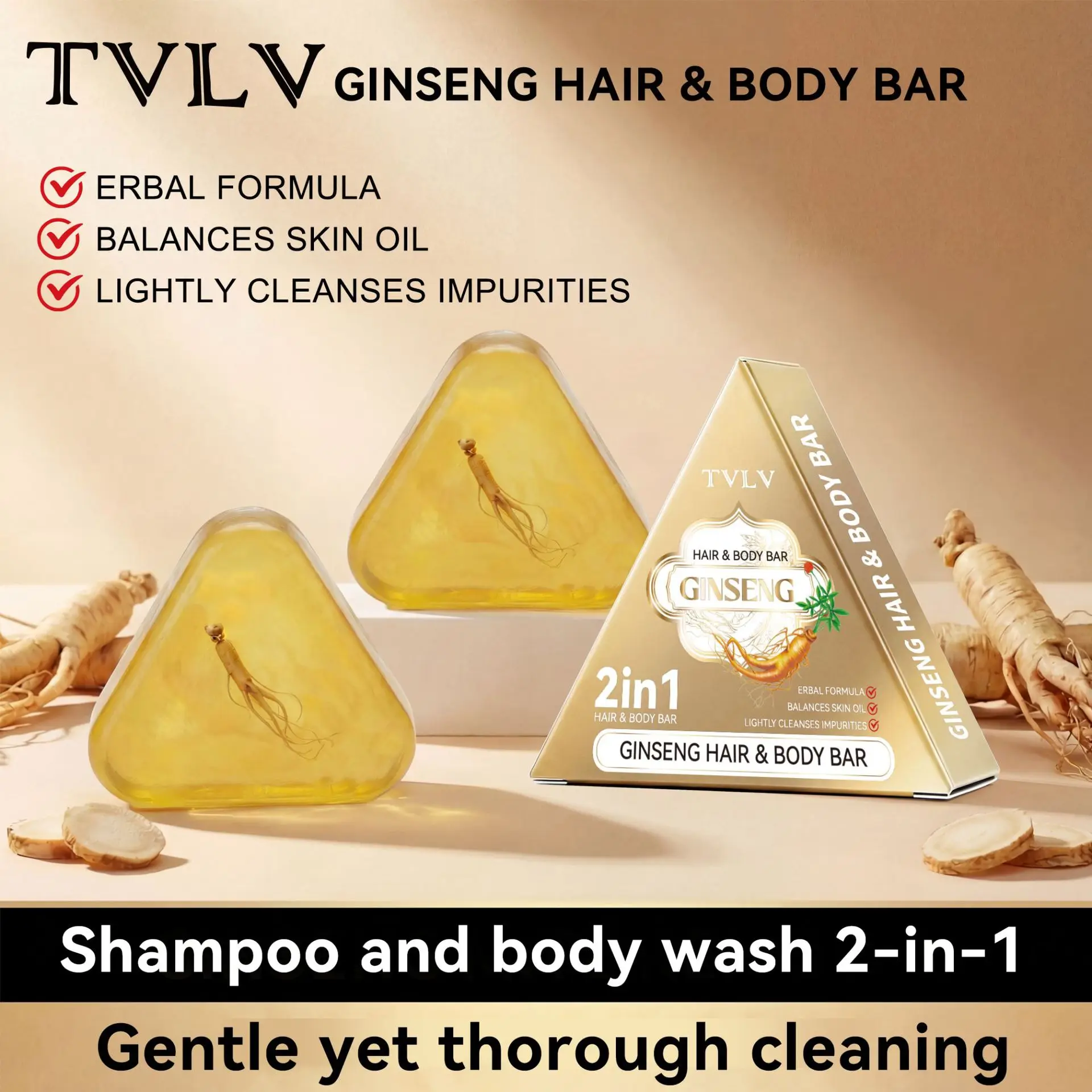 

TVLV Ginseng Shampoo & Shower Soap Refreshing Fragrance Body Soap Deep Cleaning