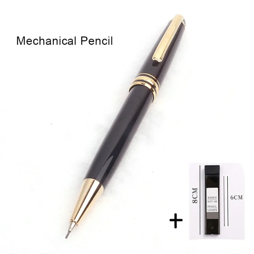 High Quality MB 163 Automatic Mechanical Pencils Set Luxury Black Resin Pencil Office School Stationery with A Box Refill