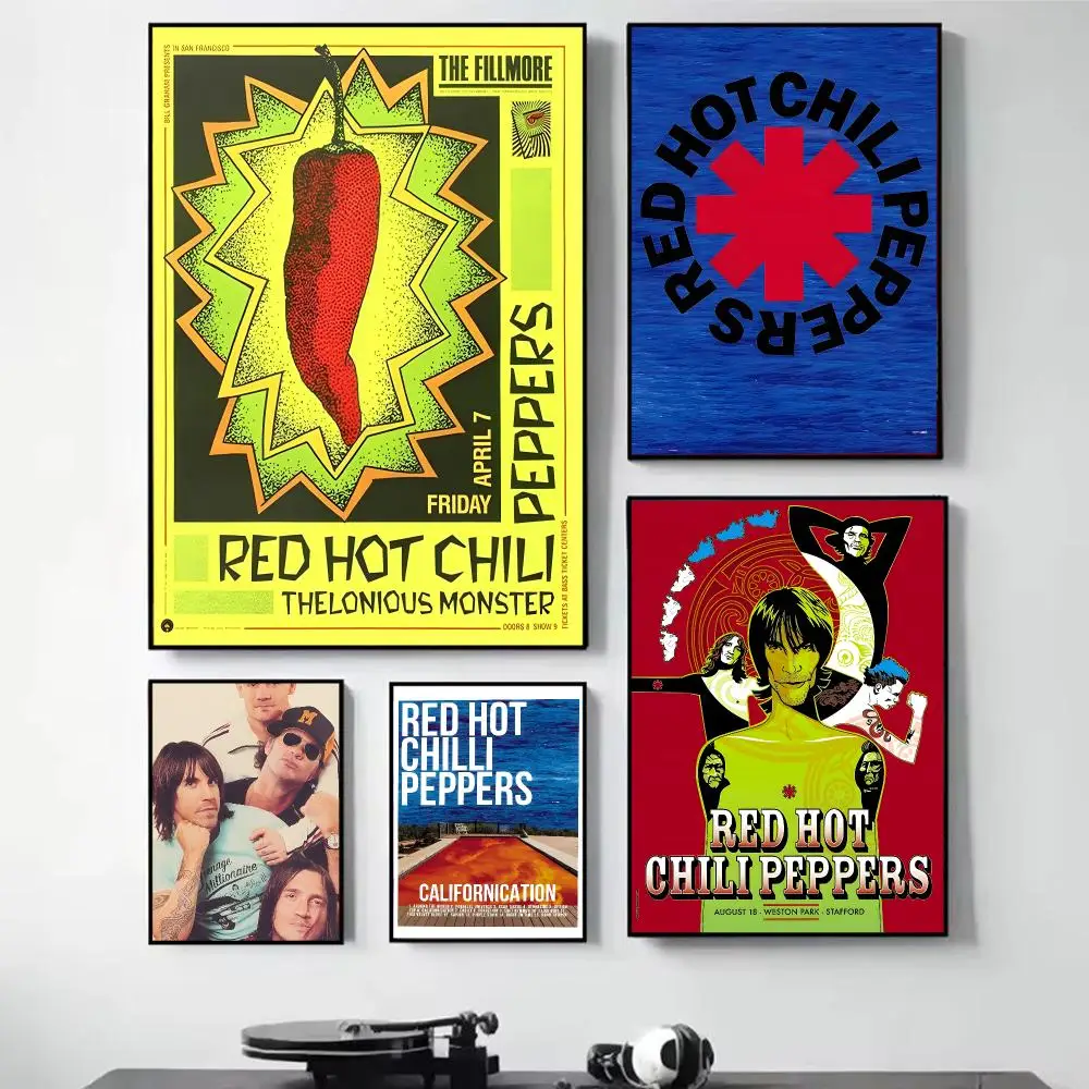 Rock Band R-Red Hot C-Chili Peppers Poster High-definition Art Sticker Self Adhesive Waterproof Home Decoration For Living Room